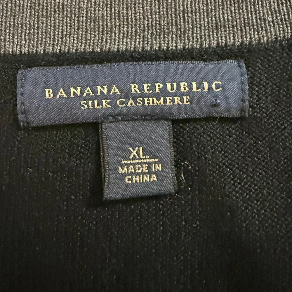 Banana Republic Silk‎ Cashmere Blend Sweater Men's XL Black Crewneck Classic